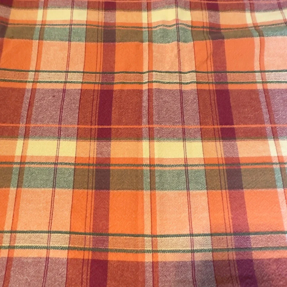 Harvest Orange Burgundy Plaid Tablecloth 56x89 Rectangular Cotton Fall Cottage